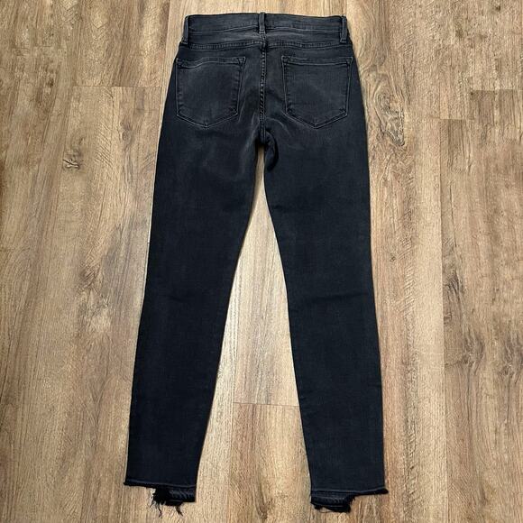 FRAME Women's Black Distressed Le Skinny de Jeanne Cropped Jeans Size 26 - Picture 4 of 9